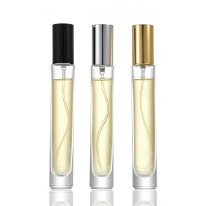 10ml Round Clear Glass Perfume Bottles Refillable Sample Size for Skin Care Serums with Pump Sprayer