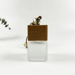 10ml Square Frosted Car Perfume Bottle with Wooden Cap