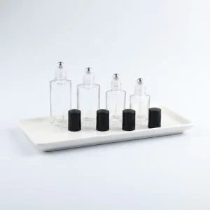 10ml Square Glass Roller Bottles Roll on Essential Oil Perfume Refillable Matte Screw Cap Custom Label