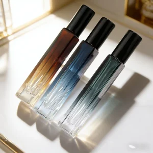 10ml Square Gradient Glass Perfume Bottles Empty Refillable Travel Vials with Aluminium Atomizer Spray Pump
