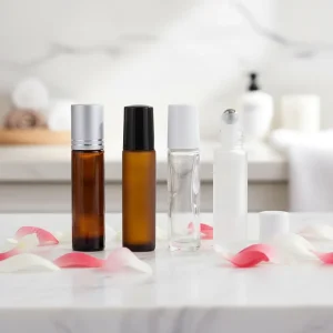 10ml Stainless Steel Roll on Glass Perfume Bottle with Screen Printing Custom Color Aroma Essence Deodorant