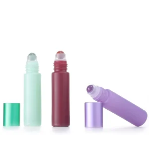 10ml Travel Size Cosmetic Matte Colorful Essential Oil Roller Glass Bottles Roll Ball Perfume Bottle Refillable