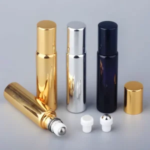 10ml UV Electroplated Cylinder Roll On Perfume Bottle Gold Silver with Customizable Logo
