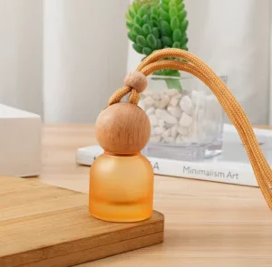 11ml 6-Color Macaron Car Air Freshener Set Refillable Frosted Glass Bottles with Natural Wood Tops