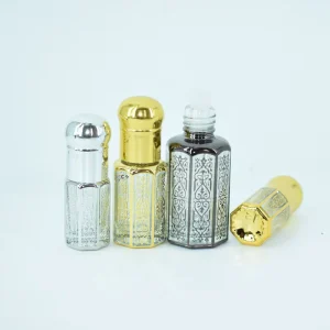12 ml Glass Roll on Perfume Diffuser Attar Bottle with Stopper 3ml 6ml Gold Silver Black Perfume Oils Roller Bottle