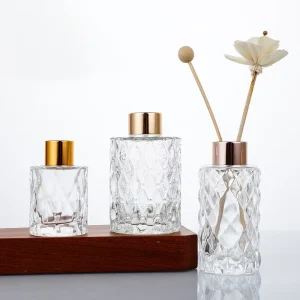 120ml 150ml Carved Pattern Cylinder Aromatherapy Oil Diffuser Glass Bottle Clear Reed Diffusion Glass Bottle