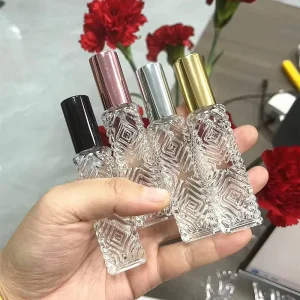 12ml Empty Travel Portable Square Clear Glass Spray Perfume Atomizer Bottle Fine Mist Spray Cosmetic Packaging Bottles