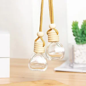 14ml Empty Perfume Bottle Aromatherapy Car Hanging Perfume Empty Bottle Car Air Freshener With Wooden Nature Cap