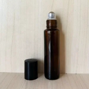 15 ml 0.5 oz Amber Glass Roll on Bottle Roller Ball Container Perfume Roller Applicator Dispenser Roller Vial for Essential Oil