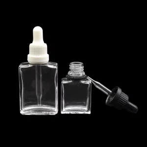 15ml 30ml High Transparency Rectangle Glass Dropper Bottles Glass Essential Oil Skin Care Essence Bottles