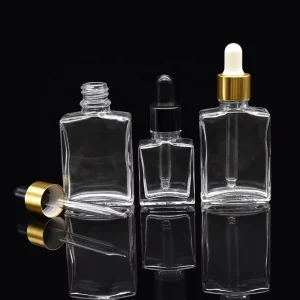 15ml 30ml Rectangle Cosmetic Dropper Bottles 1/2oz 1oz Glass Leak-Proof Skin Care Serum Storage Bottle