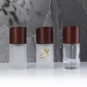 15ml Cylindrical Frosted Glass Perfume Bottle with Natural Wooden Lid for Perfume Luxury Perfume Packaging