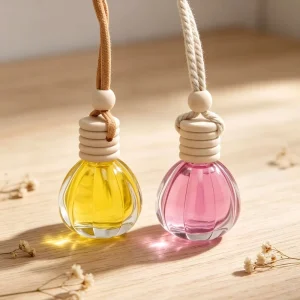15ml Transparent Mini Pumpkin Shaped Essential Oil Diffuser Pendant Empty Glass Car Perfume Suspension Diffuser Bottle