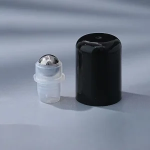 18mm PP Black Cap with Metal Stainless Steel Plastic Gemstone Roller Balls for 15ml Glass Bottle