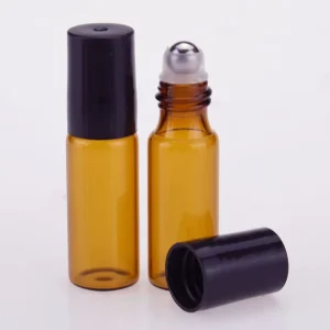 1ml 2ml 3ml 5ml 10ml Empty Flat Amber Glass Roller Bottles for Perfume Essential Oil Cosmetic Roll Oil with Screw Cap
