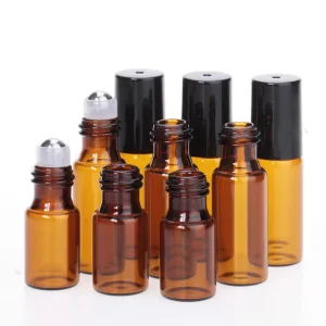 1ml 2ml 3ml 5ml Amber Glass Roll on Bottle Empty Essential Oil Bottles Cosmetic Perfume Lip Balms Glass Roll on Bottle in Stock