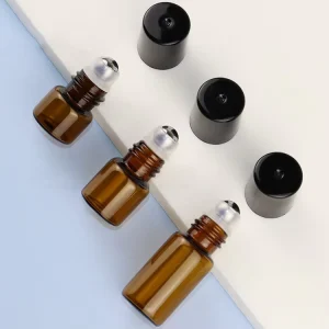 1ml 2ml 3ml 5ml Empty Amber Cylinder Vail Glass Roll on Perfume Spray Bottle with Black Cap for Essential Oil