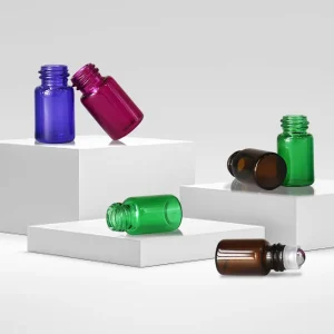 1ml 2ml 3ml Empty Refillable Amber Glass Roller Bottle Roll on Bottle with Stainless Steel Roller Ball Easy Carry