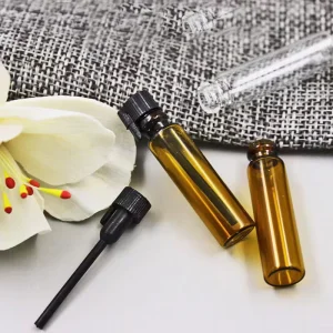 1ml 2ml Empty Clear Round Small Test Sample Vials Mini Cosmetic Glass Perfume Oil Tube Bottle Screw Cap Screen Printed