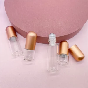 1ml 5ml Rose Pink Glass Fragrance Mini Sample Essential Oil Roll on Deodorant Bottles