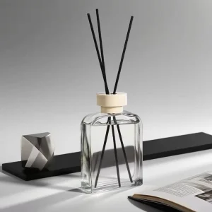 200ml Glass Reed Stick Diffuser Bottles for Aromatherapy Clear Amber Brown Black White Colours Flat Sealing Screen Printing