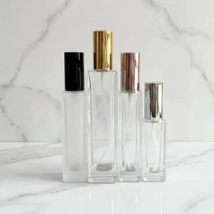 30 50 100 ml Refillable Tall Square Clear Frosted Glass Perfume Spritz Bottle Toner Atomizer Aroma Room Linen Spray Bottle