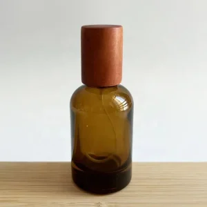 30 ml 50 ml 100 ml Amber Clear Fragrance Mist Spray Bottle Glass Boston Round Perfume Bottle with Dark Wood Cap