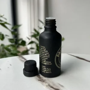 30 ml 50 ml Custom Foil Gold Printing Matt Black Coated Glass Euro Dropper Bottles with Dripper Insert and Tamper Evident Cap