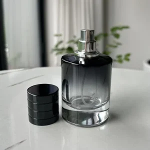 30 ml Heavy Cylindrical Gradient Empty Perfume Decanter Round Tinted Glass Perfume Crimp Neck Bottle with Fine Mist Atomiser