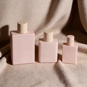 30ML 50ML 100ML Empty Pink Flat Square Glass Perfume Bottle with Fine Mist Spray