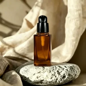 30ml 100ml 120ml Square Glass Bottle with Black Treatment Pump Thick Bottom Essential Oil Pump Lotion Bottle for Serum