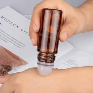 30ml 50ml Cylinder Roll on Deodorant Essential Oil Amber Clear Transparent Perfume Glass Roll on Roller Bottle