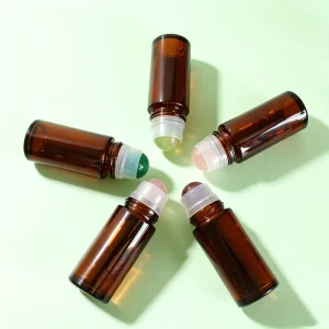 30ml 50ml Luxury Empty Massage Oil Glass Roll on Bottle with Jade Rose Quartz Roller Ball for Perfume Deodorant