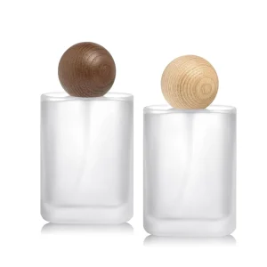 30ml 50ml Perfume Bottle Wooden Cap Fragrance Empty Frosted Flat Square Perfume Glass Bottles