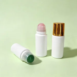 30ml 50ml Roll on Glass Roller Bottle with Green Aventurine Rose Quartz Stone Roller for Body Oil Massage