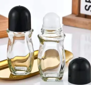 30ml 50ml Roll on Packaging Container Bottle Glass Ball 50ml Roll on Deodorant Bottle With Gold Plastic Cap