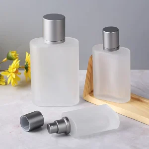 30ml 50ml Sandblasted Square Glass Perfume Bottles Screw Top Spray Cap Empty Liquid Dispensers for Packaging Diffuser Uses
