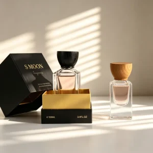 30ml 50ml Thick Base Clear Glass Perfume Bottle Empty Fragrance Container With Natural Wooden Cap