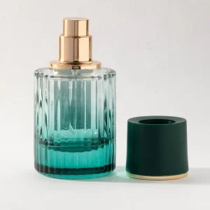 30ml Cylinder Shape Striped Glass Classical Fragrance Parfum Spray Bottle Gradient Green Perfumes Mist Spray Bottles