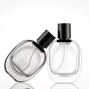 30ml Flat Oval Empty Glass Perfume Bottle Press Pump Type Refillable Cosmetic Atomizer Portable Travel Spray Bottle