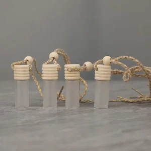 30ml Frosted Square Car Perfume Empty Glass Bottle Reed Diffuser Screen Printing Aromatherapy Pendant 100pcs