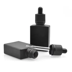 30ml Matt Black Glass Essential Oil Skin Care Serum Lotion Dropper Bottles with Glass Dropper