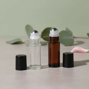 30ml Refillable Glass Roller Bottle With Stainless Steel Roll on For Essential Oils Perfume Aromatherapy Travel Use