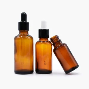30ml Round Amber Glass Oil Bottle with Black Dropper