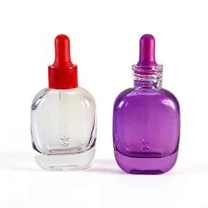 30ml Rounded Flat Square Essential Oil Bottle Rose Gold Finish Empty Dropper for Perfume