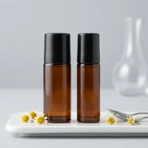 30ml and 50ml Roll on Bottles in Transparent Tea Color and Brown Essential Oil Bottles