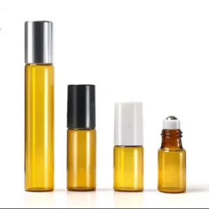 3ml 5ml 10ml Amber Brown Glass Roll On Bottles Tube Vials with Roller Ball for Essential Oil Perfume Samples Tester Packaging