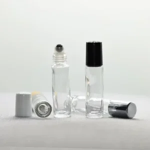 3ml 5ml 10ml Glass Bottle Clear Roll on Bottle with Black Cap Glass Ball