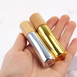 3ml 5ml 10ml Gold Silver Roll on Bottle With Roller Ball Perfume Glass Roller Bottles Essential Oil Bamboo Lid
