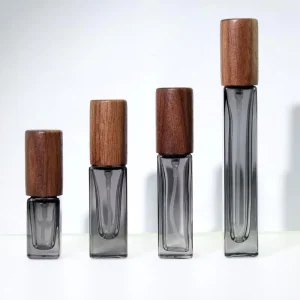 3ml 5ml 10ml Gradient Luxury Perfume Bottle Square Essential Oil Travel Bottle With Wooden Cap Empty Spray Glass Bottle